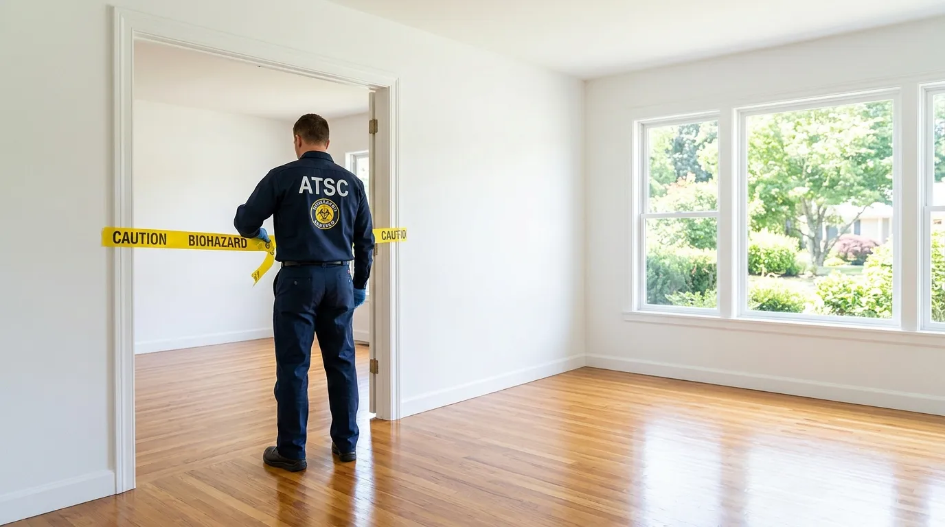Certified biohazard cleanup crew performing Decomposition Cleanup in Brook Park